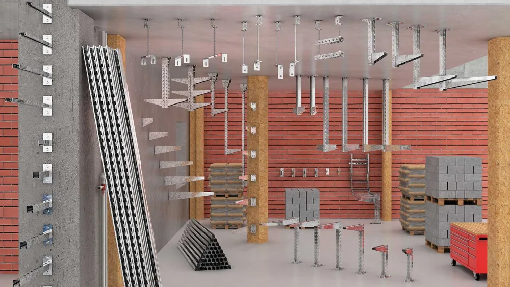 Application image showing wall, ceiling and profile mounting solutions together